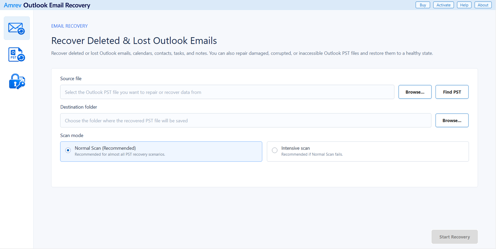 Recover deleted and lost Outlook emails